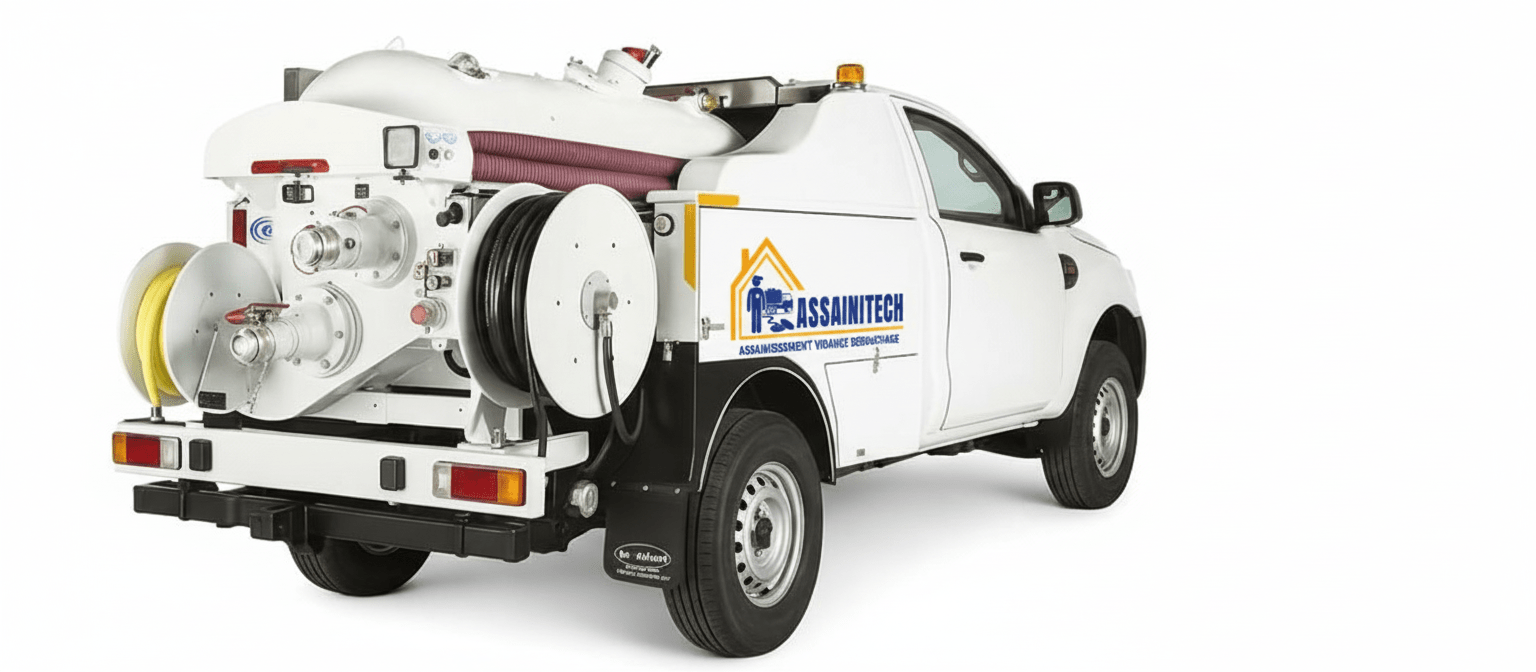 Camion hydrocureur pour débouchage haute pression